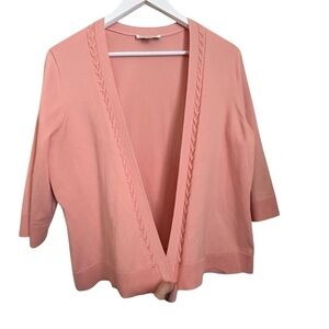 Pendleton Salmon Color Silk Blend Cardigan Sweater Women Sz XL